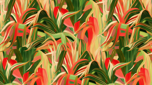 Papier peint tropical Design feuillage rouge et vert