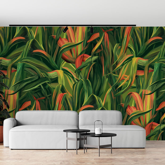 Papier peint feuillage exotique | Design coloré et vibrant