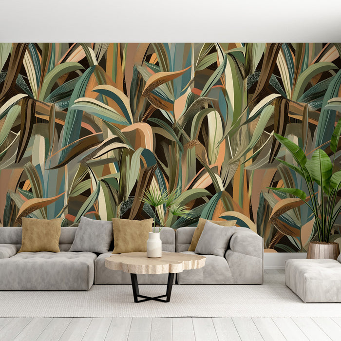 Papier peint tropical | Feuillage multicolore dynamique