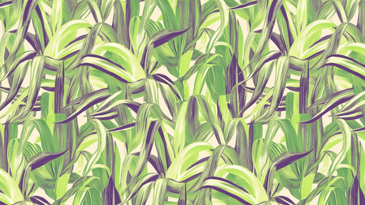 Papier peint tropical Feuillage vert et violet