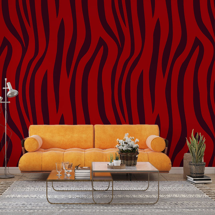 Papier peint zébré rouge | Design audacieux et contemporain