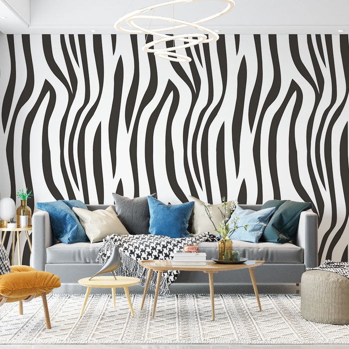 Papier peint zébré | Design noir et blanc moderne