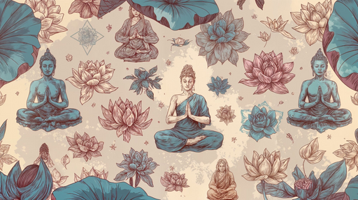 Papier peint méditation Bouddha et fleurs de lotus
