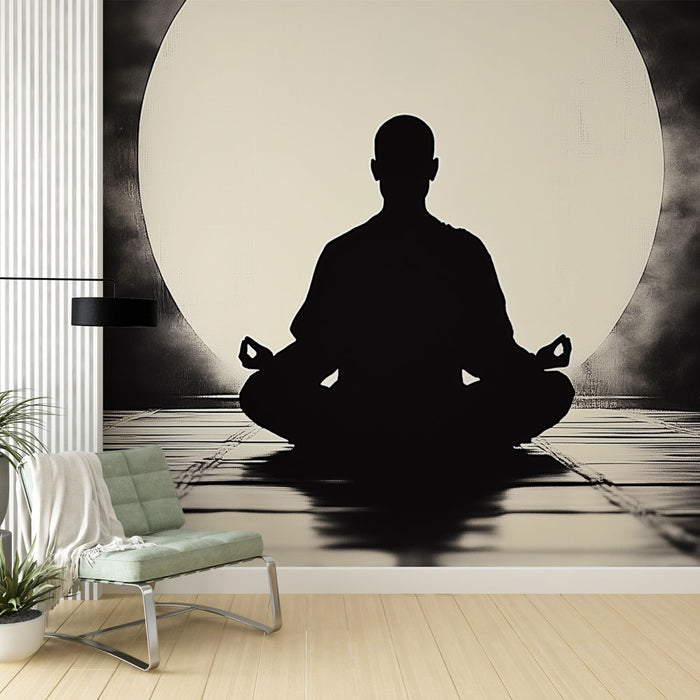 Papier peint méditation | Silhouette et pleine lune