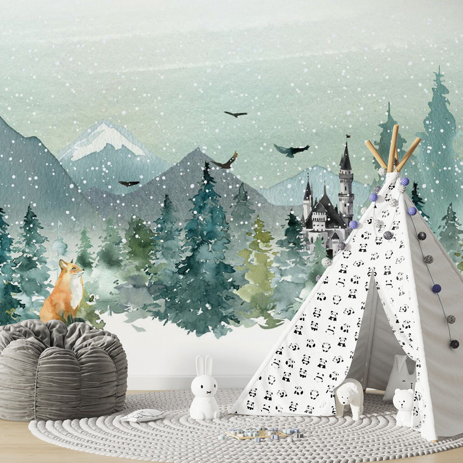 Papier Peint Arbre Noir Et Blanc Chambre Enfant Chouette