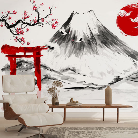 Papier peint japonais | Cerisier et Mont Fuji