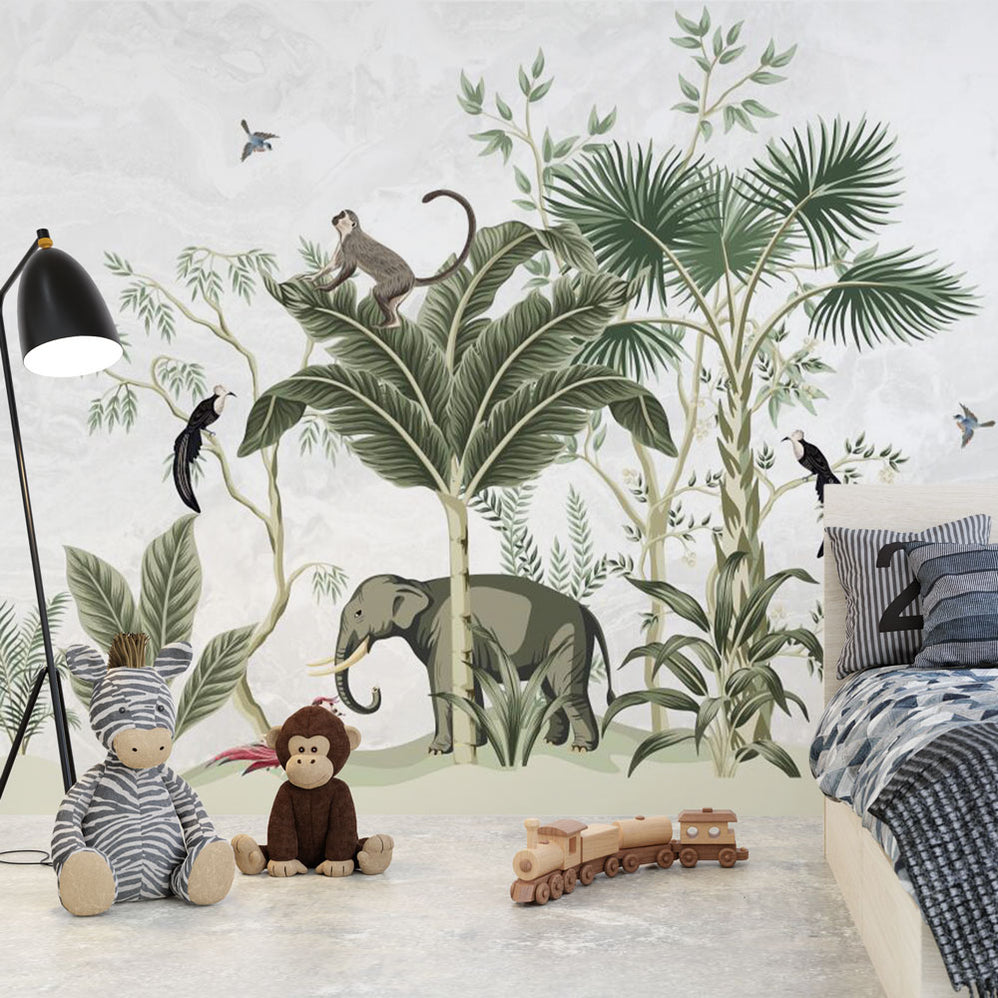 Papier Peint Jungle et Tropical <br/> Feuillage Lierre Enfant